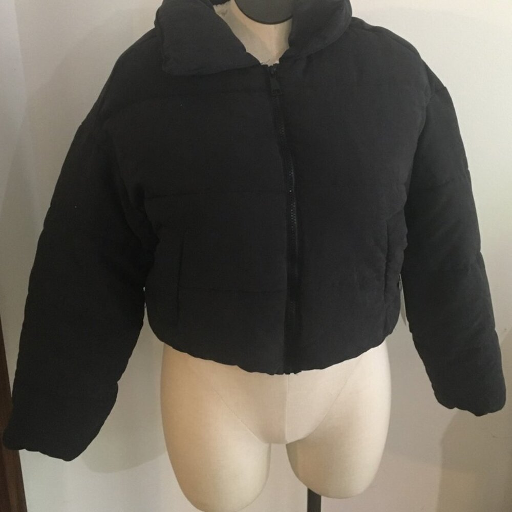 CiSono Black Padded Jacket Lined with Faux Sherpa Size Large NWT